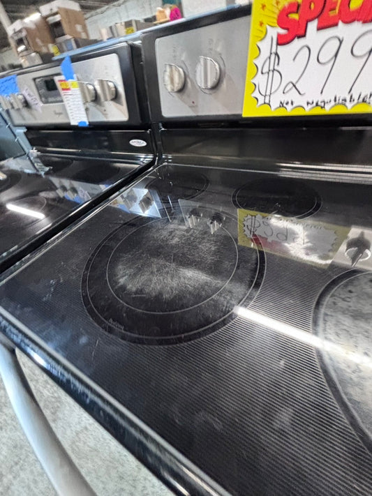 >*Special🔥whirlpool electric 220v glass top range bake Broil roast self clean stainless steel 30" Refurbished #ESZW12B