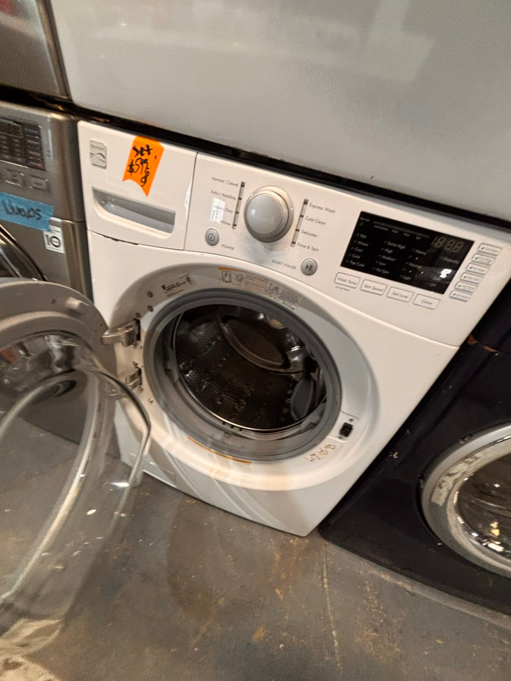 } special🎉kenmore washer & dryer set electric 220v front load stackable or side by side - sensor dry , working 💯  with warranty , in white color   #SPWK6SET