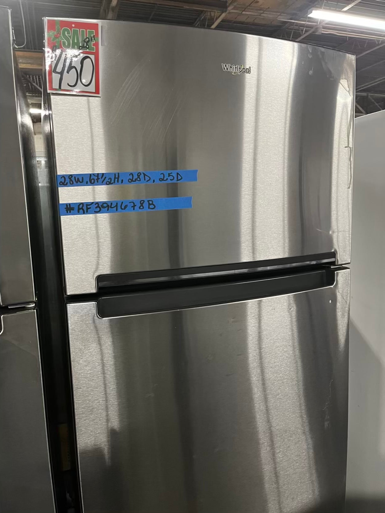 Whirlpool 28”top freezer refrigerator stainless steel 28" counter depth #RF394678B