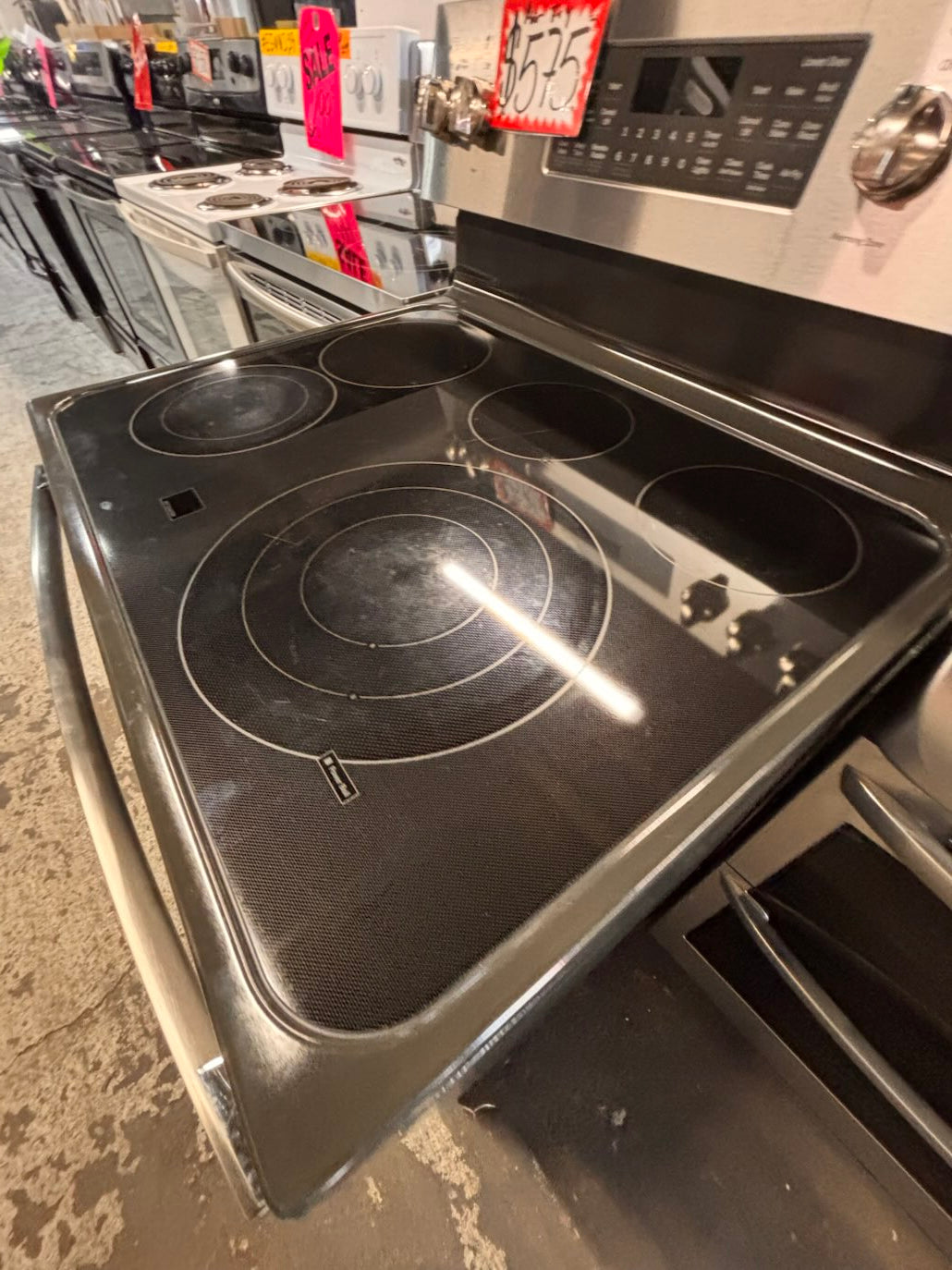}} GE double oven Airfry convection oven electric 220v glass top range bake Broil roast self clean oven stainless steel working 💯  with warranty ! 30" used-Refurbished #GEST391B