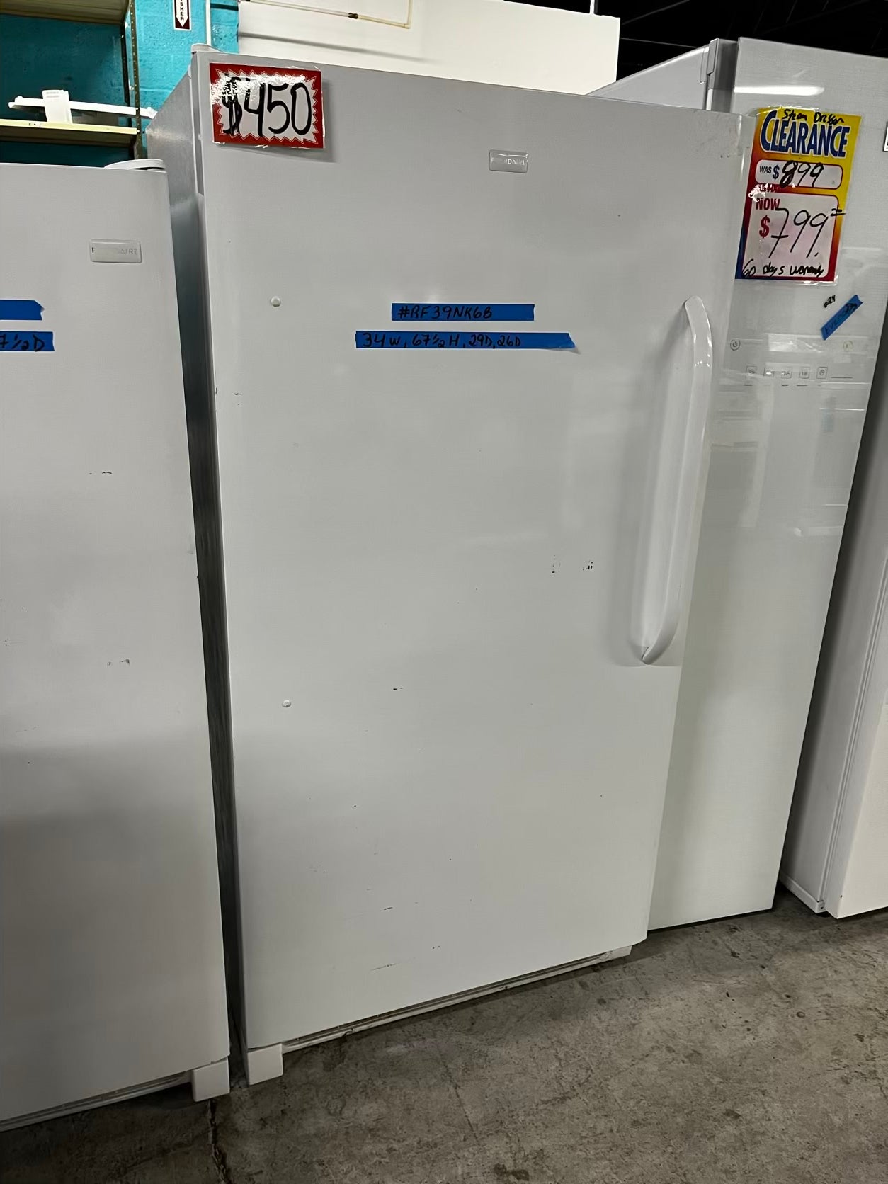 * 🎄Holidays Sale 🎁-Frigidaire 21 cu.ft up-right freezer white 34" #RF39NK6B used-Refurbished