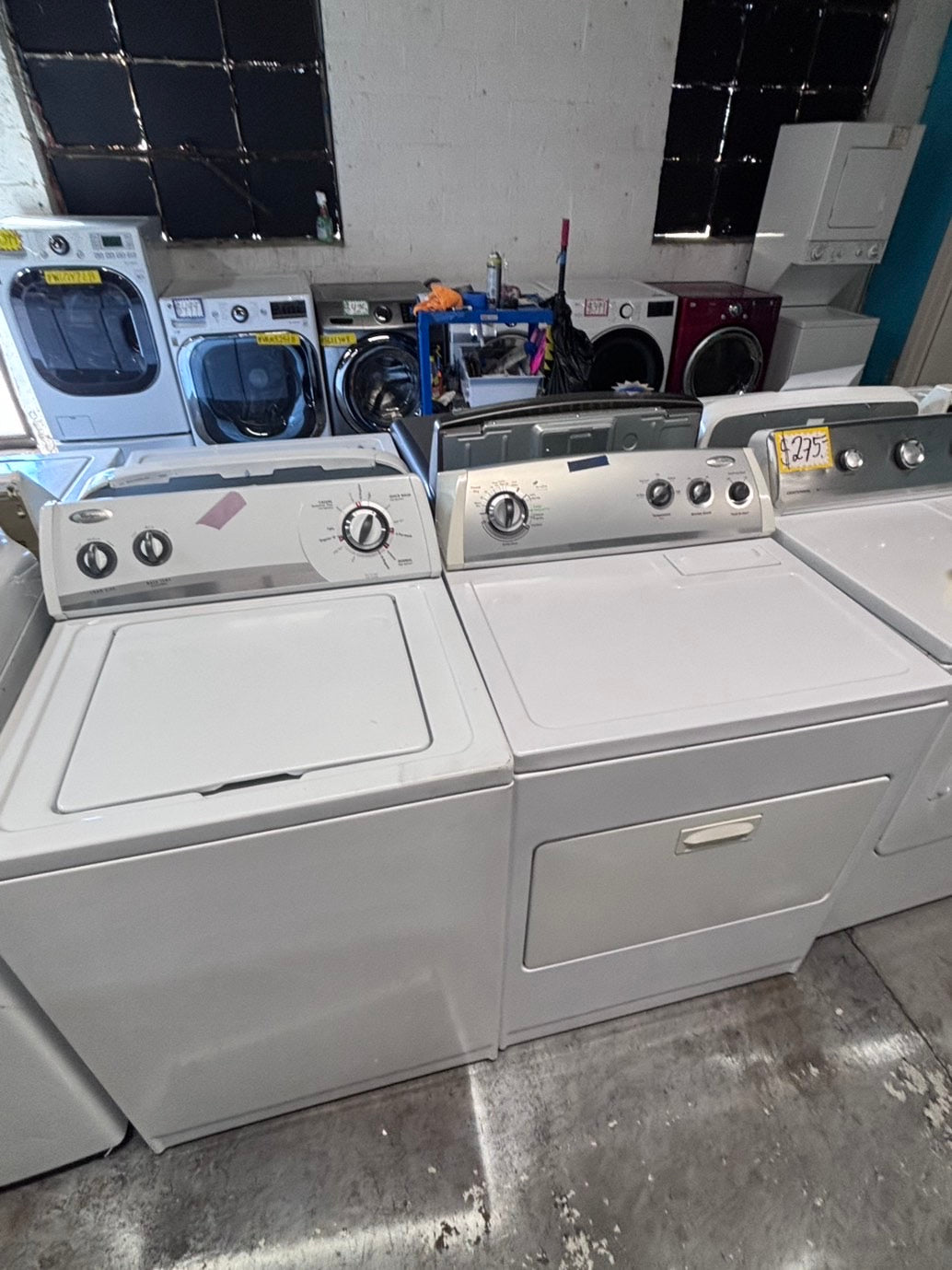 >*July 4th sale🇺🇸whirlpool top load washer large capacity with agitator  & electric dryer 220v  set top load side by side #MST23YB