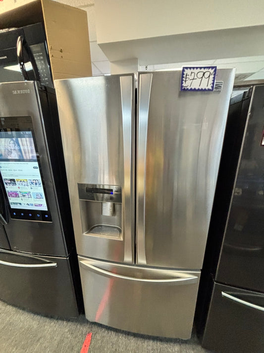 *Used Refurbished 33” Kenmore 26 cu.ft rench doors refrigerator stainless steel w/ice & water dispenser inside  item number #RF559LL