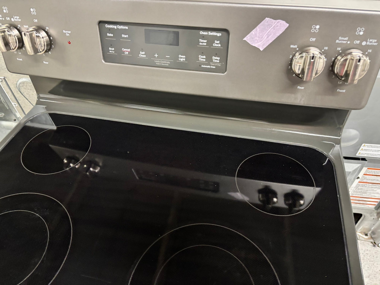 🎉 BLACK FRIDAY ⚡️ GE slate glass top electric range 220v 5 burner warm zone Refurbished stainless steel bake Broil self clean fast boil 30" #RE8941B-TS