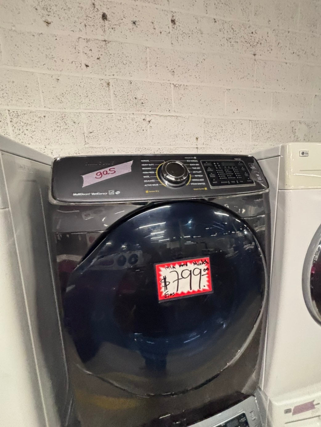 >*Mix & match Samsung dark gray  washer & gas dryer set front load stackable or side by side  27” in used Gas  -Refurbished #SGA64WB