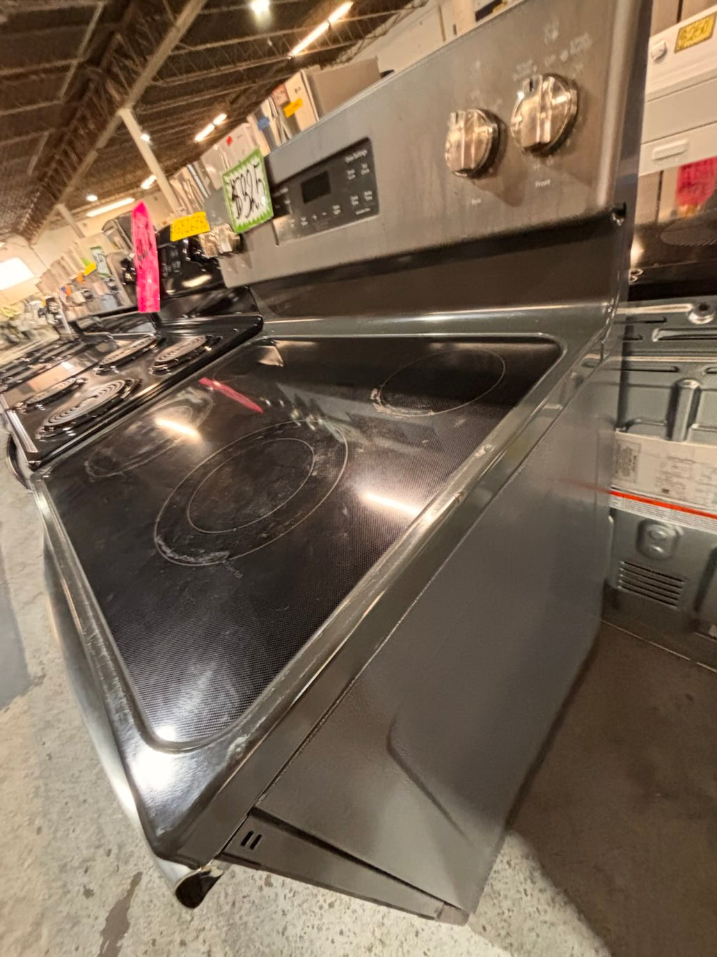 }} special🔥GE  electric 220v glass top range bake Broil roast self clean oven slate-color working 💯  with warranty ! 30" used-Refurbished #GTA1S1B