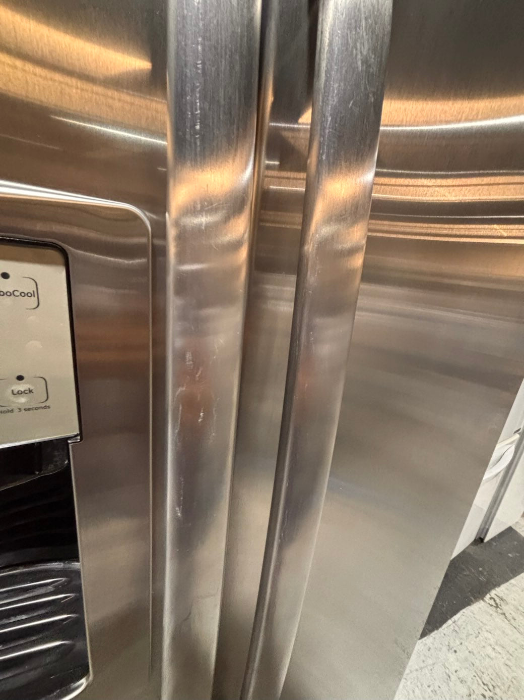}}Special 🔥🔥GE Side x side  36”x 69”h x 29 depth ,Refrigerator stainless steel with ice maker & water dispenser /. 36” 26cu.ft used-Refurbished. Item number  #RFGES26B