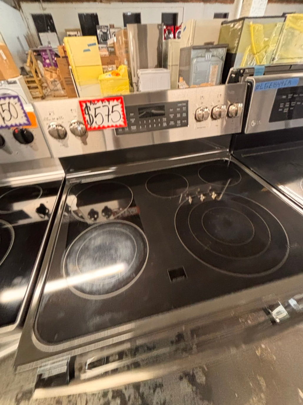 }} GE double oven Airfry convection oven electric 220v glass top range bake Broil roast self clean oven stainless steel working 💯  with warranty ! 30" used-Refurbished #GEST391B