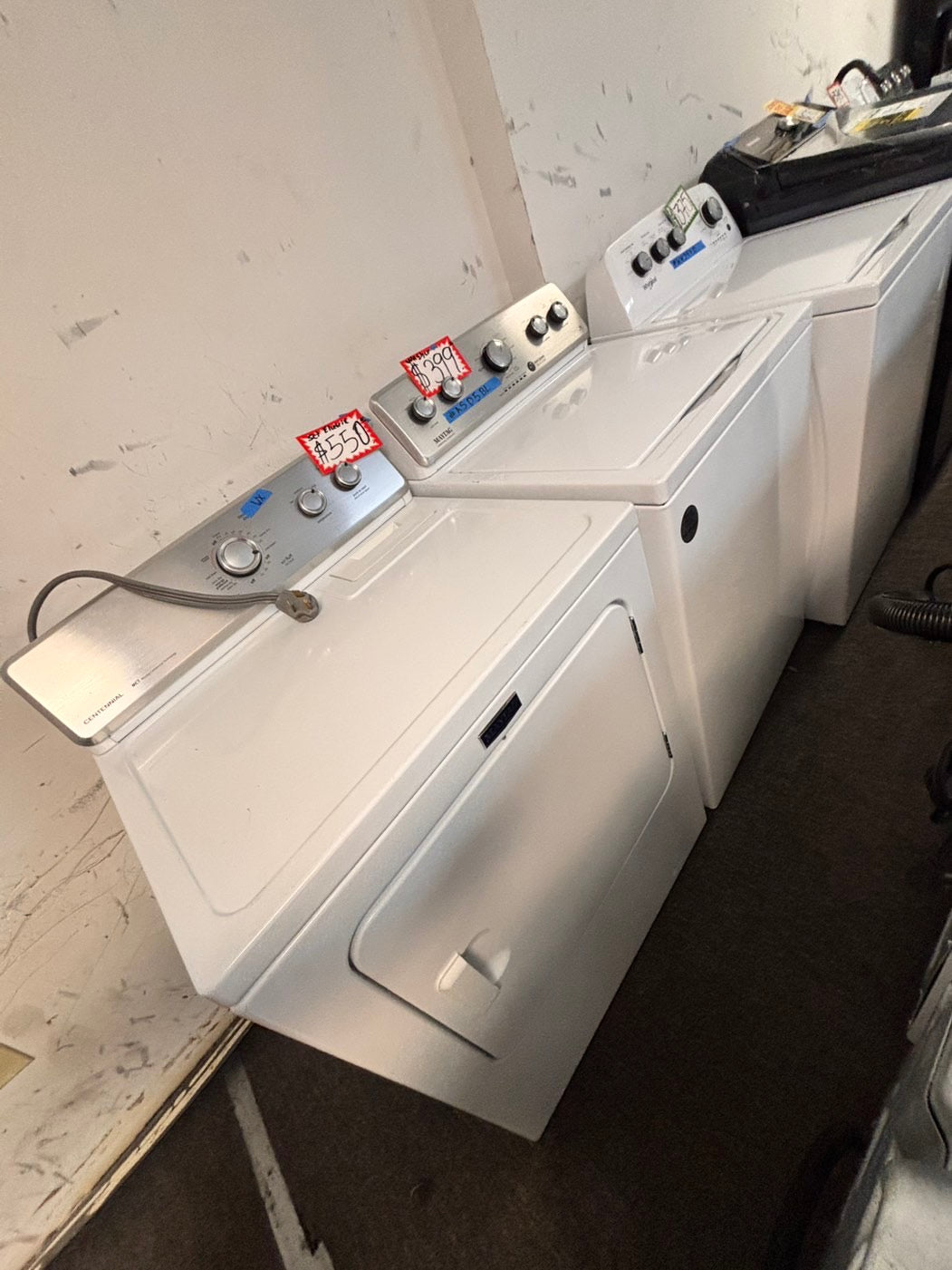 >maytag top load dryer side by side electric 220v large capacity & top load washing machine stainless steel drum with agitator used-Refurbished
#ASD5BLSET