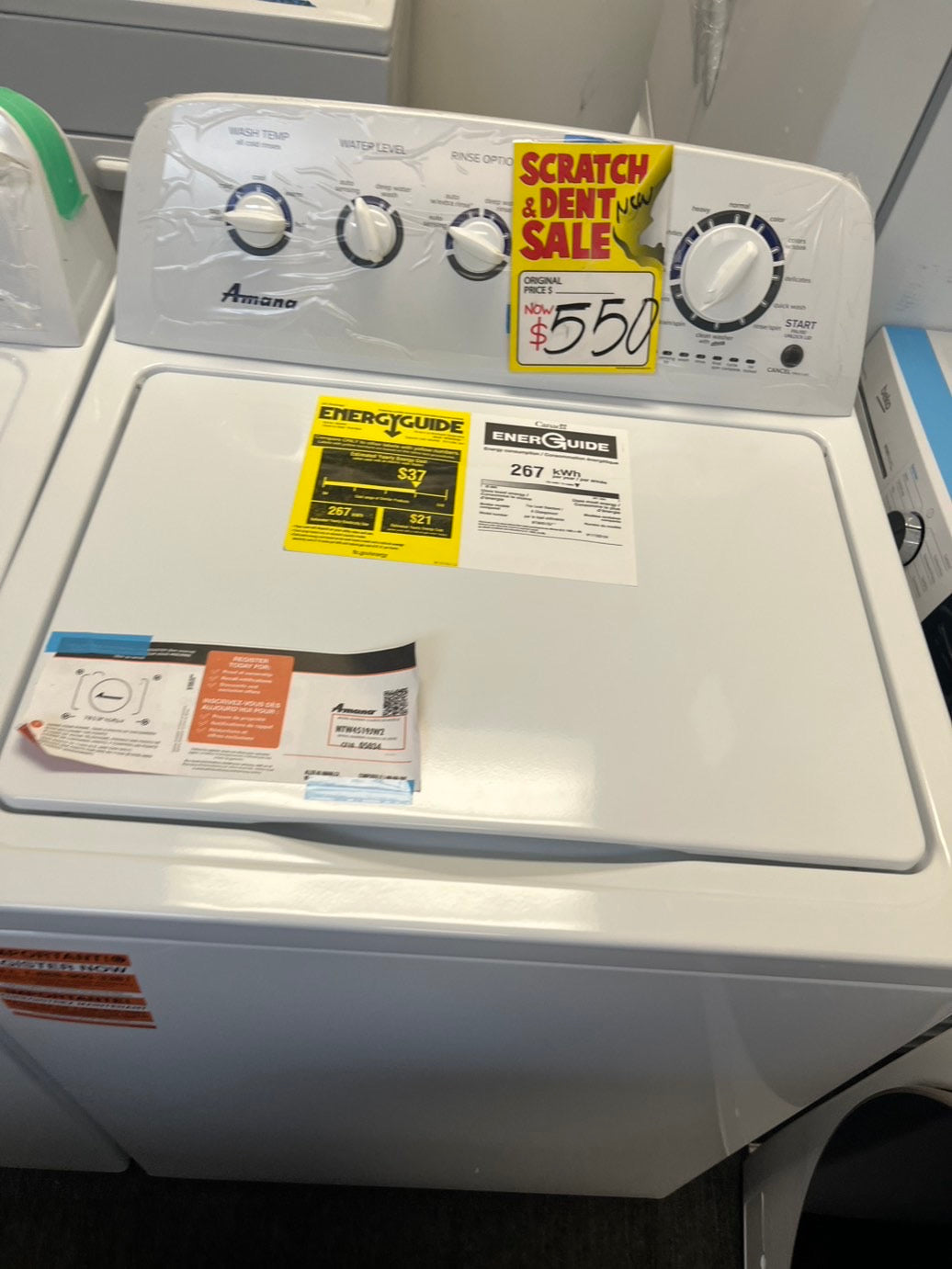 =•Open box 📦 New S/d Amana Stainless Steel drum - 3.8 Cu. Ft. High Efficiency Top Load Washer with with High-Efficiency Agitator - White #WHAM78L