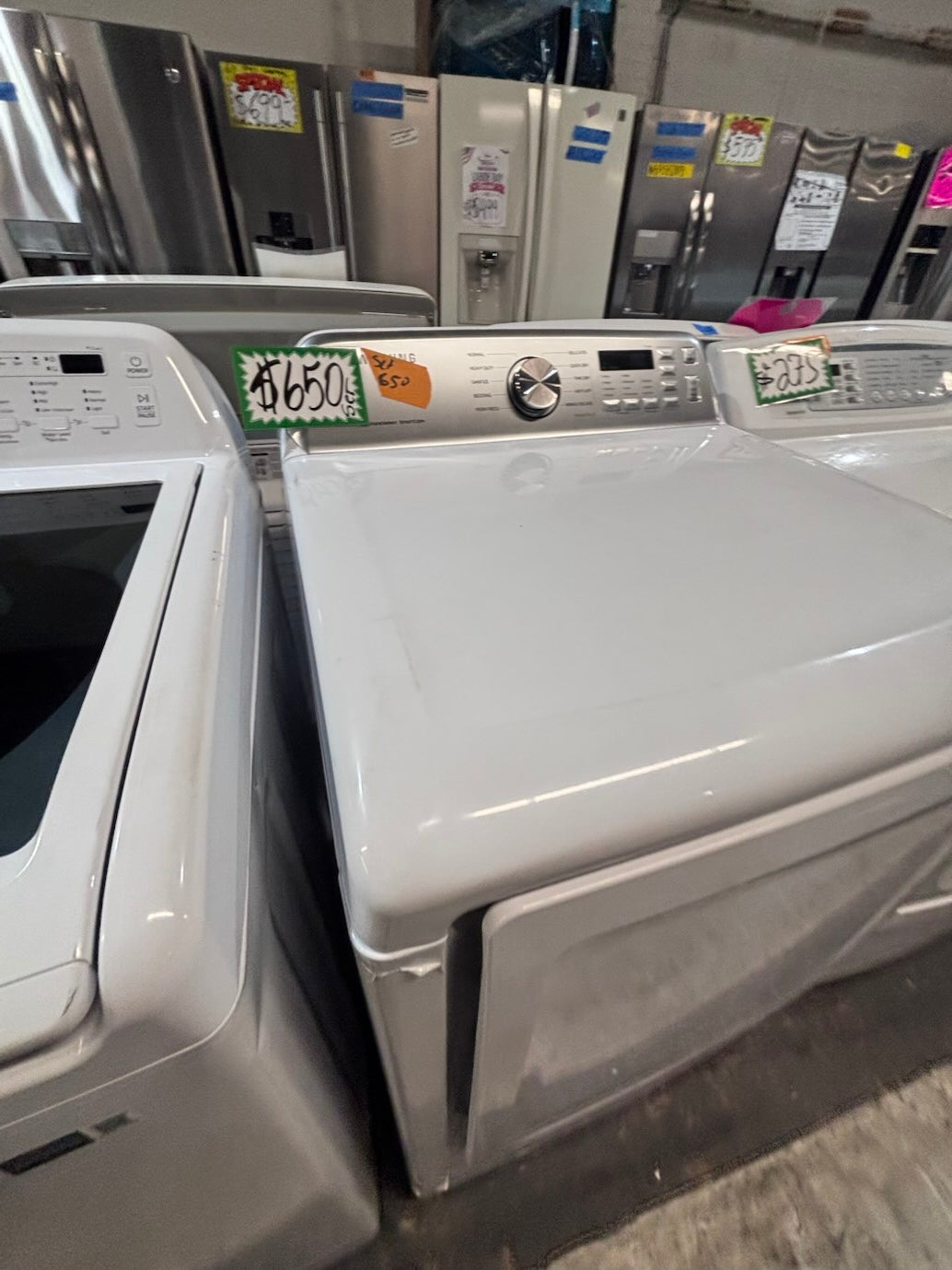 } }Samsung white  top top load washer with agitator large capacity & dryer set electric 220v side x side top load stainless steel  drum ,white color used-refurbished #MYK1B3B