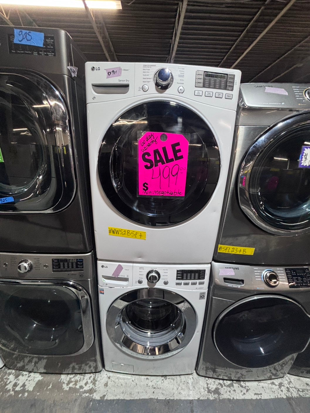 >* special🎉LG washer & dryer set electric 220v front load stackable or side by side - sensor dry in white  #WEAA5SET