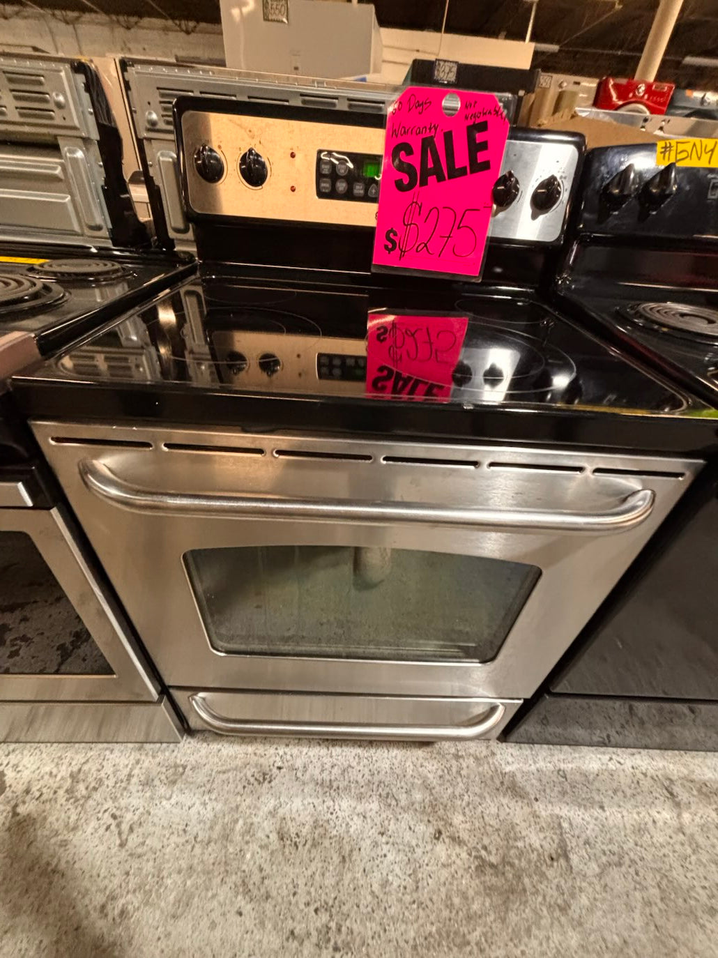 }}SPECIAL 🔥🔥GE electric 220v glass top range bake Broil roast self clean oven stainless steel working 💯  with warranty ! 30" used-Refurbished #GEA1Y71B