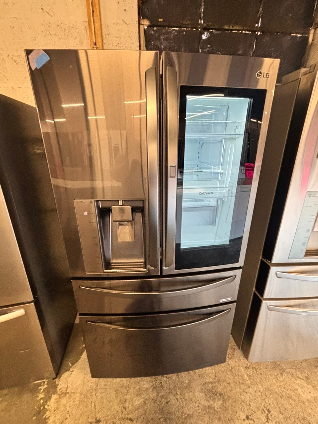 >🎈Used | Refurbished LG 36” French door refrigerator black stainless steel with ice maker & water dispenser —-stock number #RF297941B