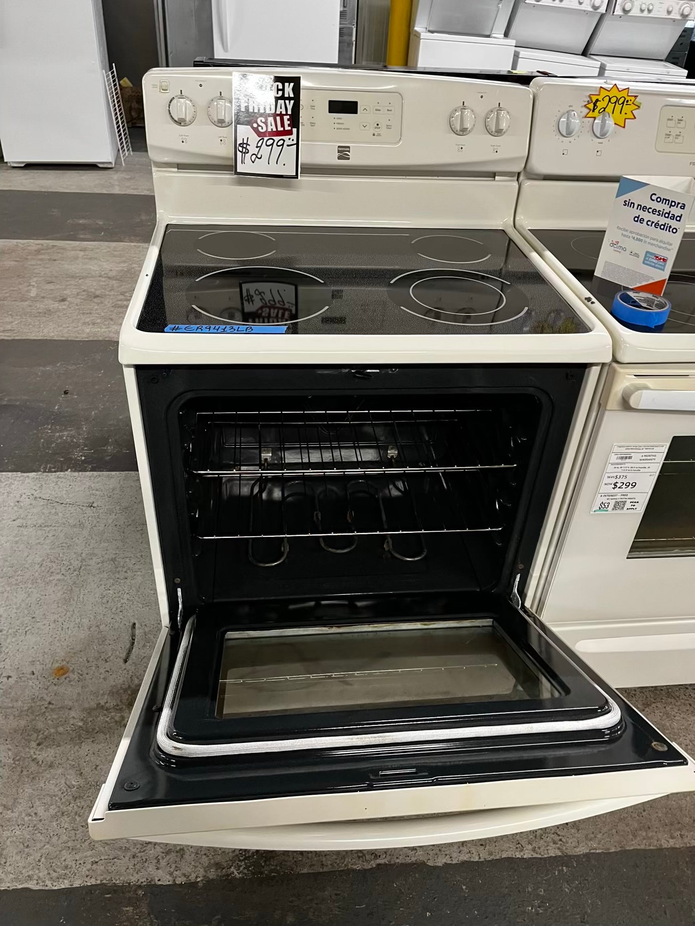 • 🎉 BLACK FRIDAY ⚡️ Kenmore glass top electric range 220v 4 burner Refurbished in off white  bake Broil self clean  30" #ER9413LB