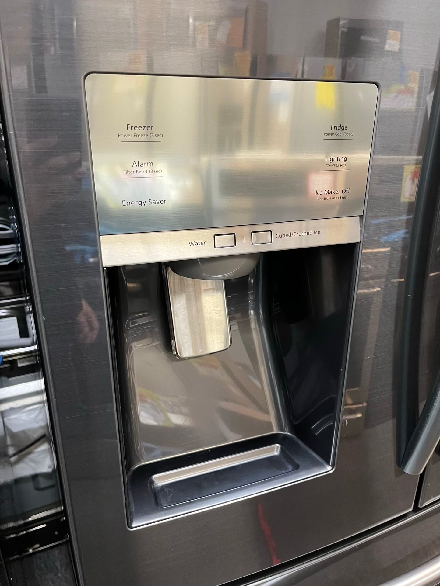 Samsung Four door refrigerator Showcase Slate stainless steel w/ice water dispenser 36" Refurbished #RF736EB