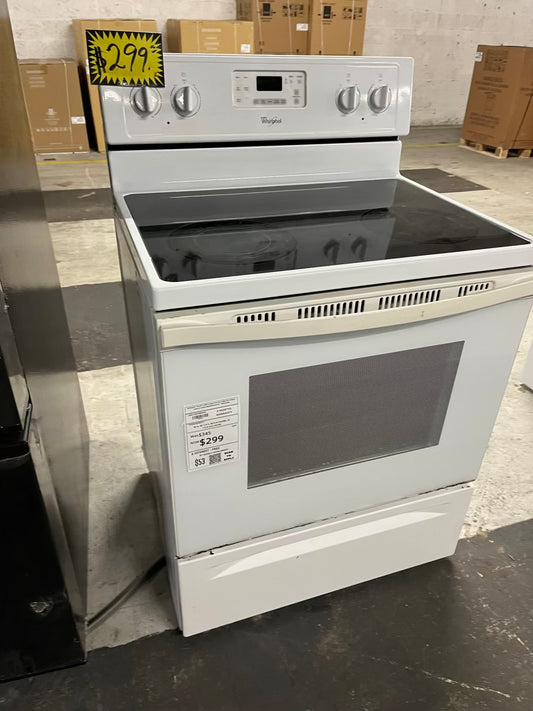 Whirlpool electric 220v range 4 burner bake broil steam clean in white Refurbished 30" #ER942EB