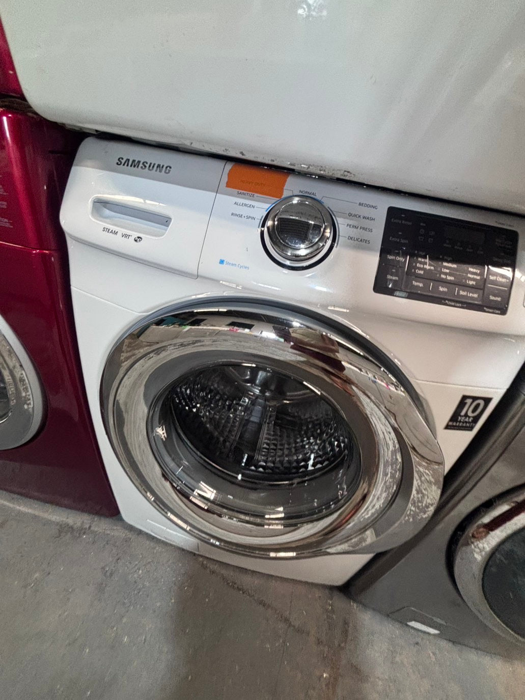 >*Samsung steam washer 4.5 cu ft & dryer 7.5 cu ft set electric steam 220v front load stackable or side by side - sensor dry white color   #WY458SET