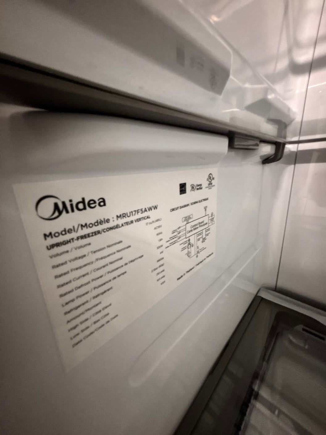 Open box 📦 17cu. ft. Midea Garage Ready Freezer/fridge convertible in White with Temperature Alarm ENERGY STAR #FZR77WBB