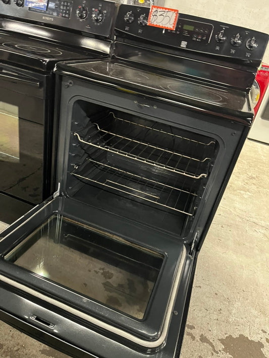 = Kenmore Black glass top electric range 220v 5 burner warm zone bake broil Refurbished BLACK fast boil 30" #ELST45B