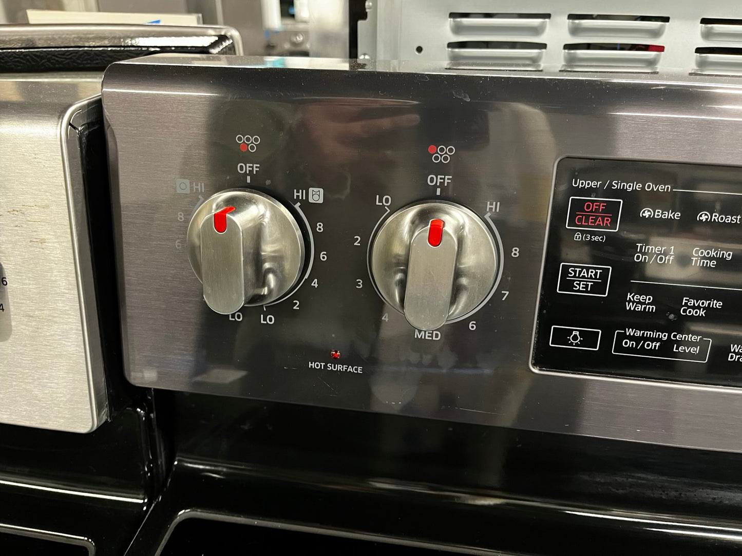 🎉 BLACK FRIDAY ⚡️ Samsung  glass top electric range double oven 220v 5 burner warm zone black stainless steel fast boil convection bake roast DEHYDRATE self clean 30" #RE8936CB