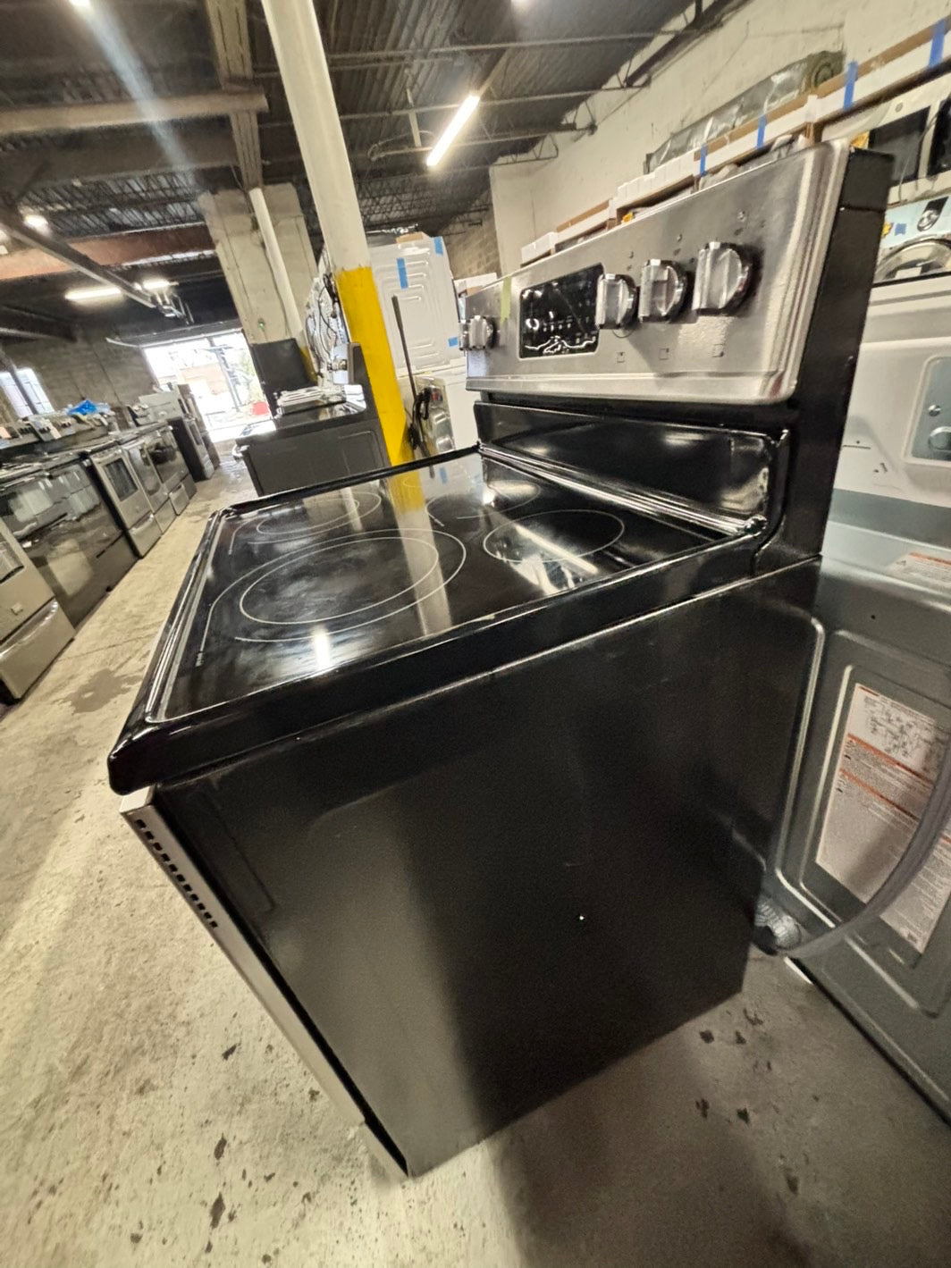 *Frigidaire glass top electric range 220v 5 burner convection oven -warm zone bake broil self clean Refurbished stainless steel fast boil 30" #EE3F1CB