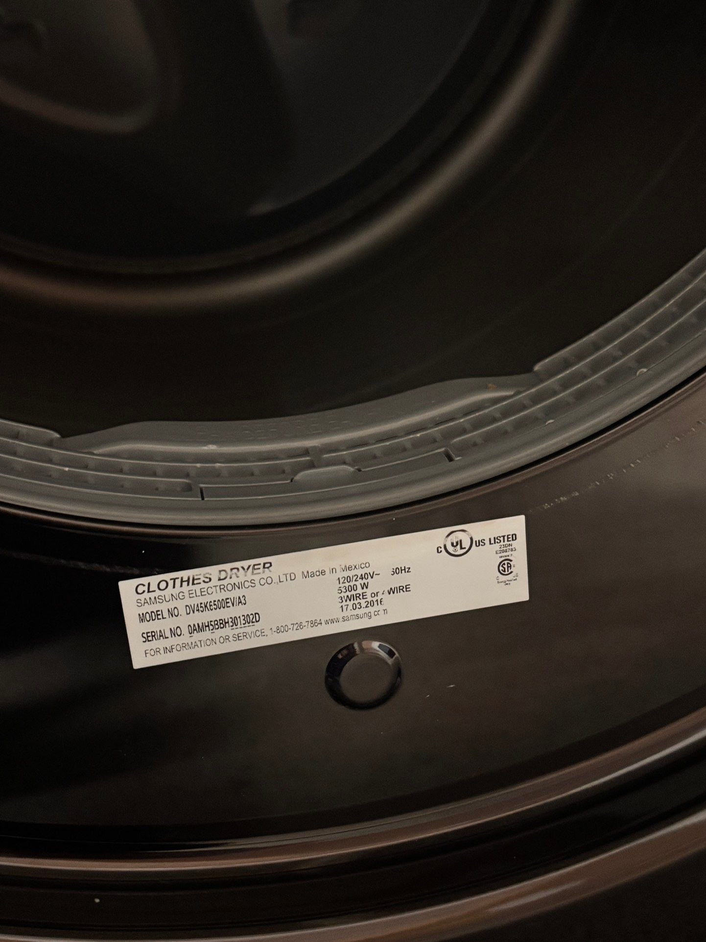 >Samsung Sensor dry steam electric 220v dryer front load stainless steel drum 7.5cu.ft. large capacity  27" dark gray  #EDS55BB