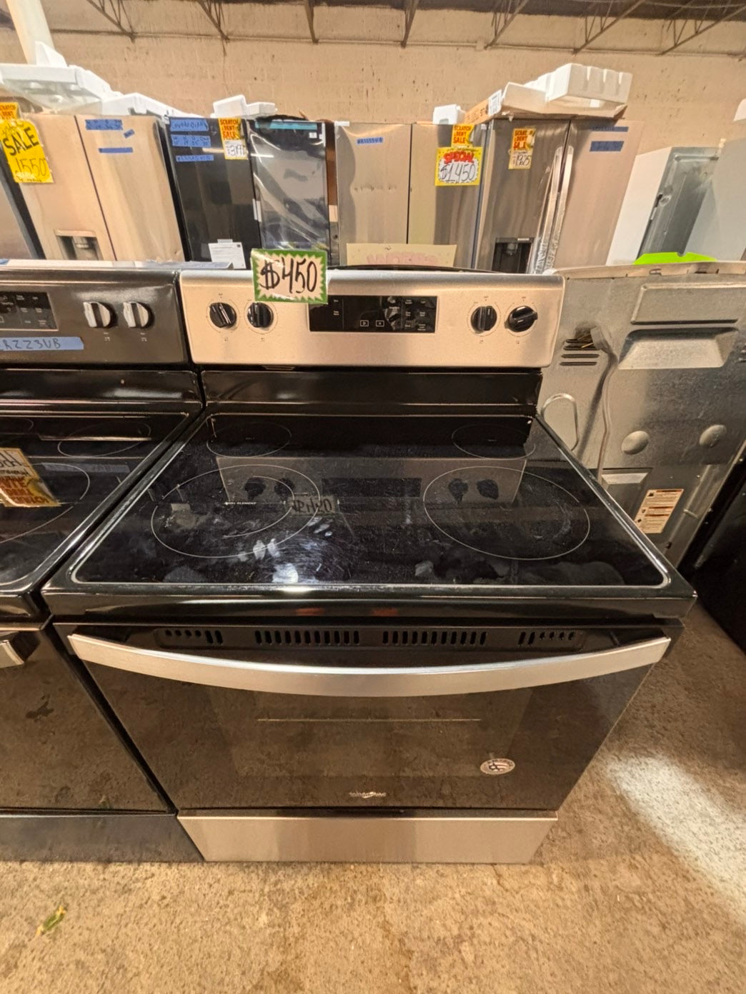 >*whirlpool electric 220v glass top range bake Broil roast self clean stainless steel 30" used-Refurbished #EWG161B