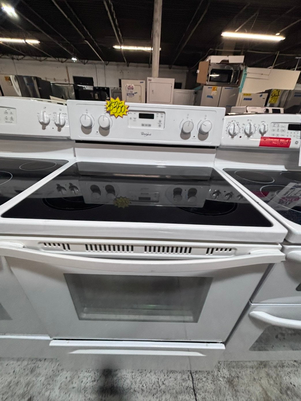 >*whirlpool electric 220v glass top range bake Broil roast self clean white  30" used-Refurbished #ESZ911B