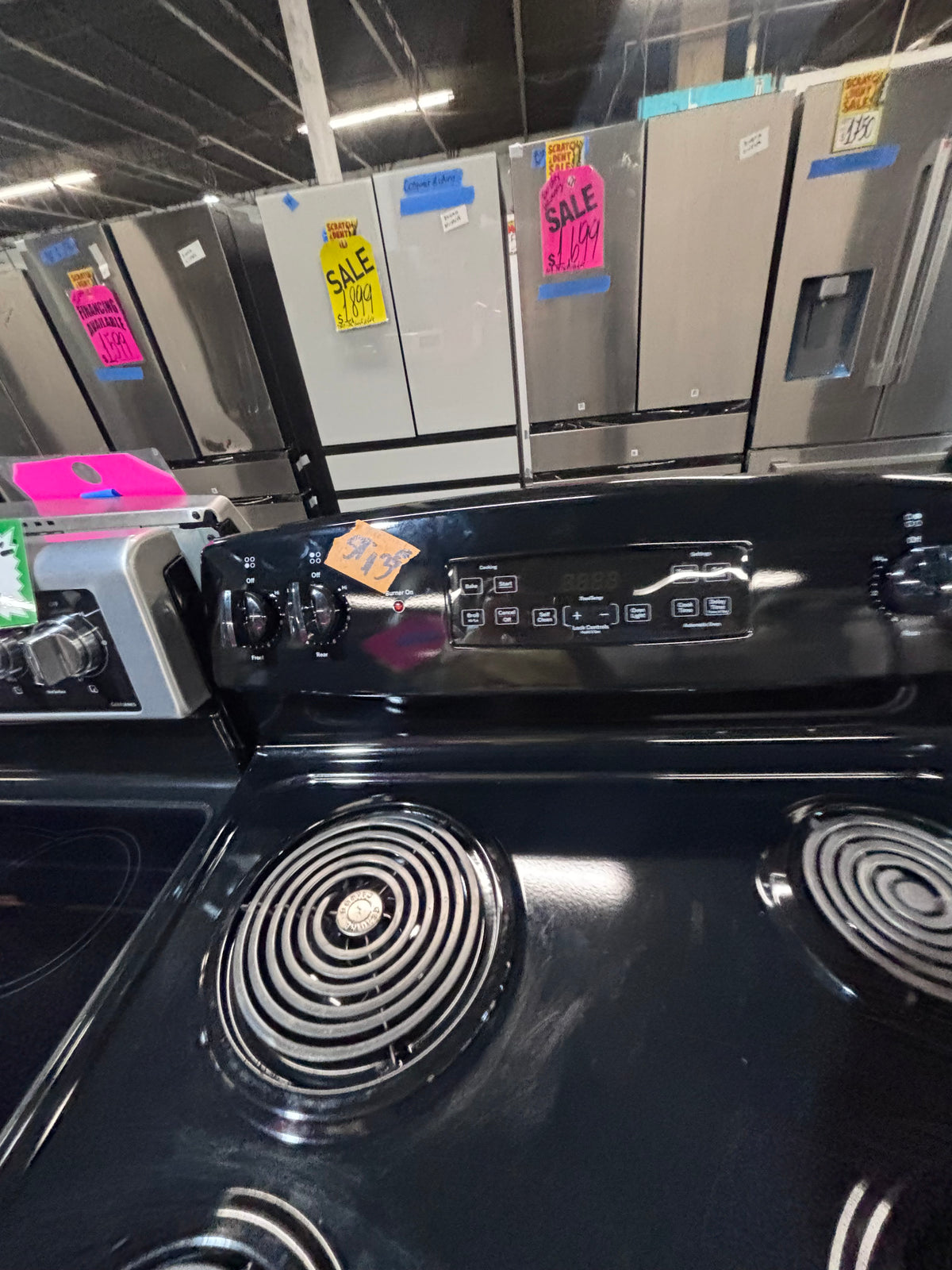 }GE black electric coil top range coil 220v bake /Broil 4 burner used-Refurbished  great condition 30" #GB1GE4B