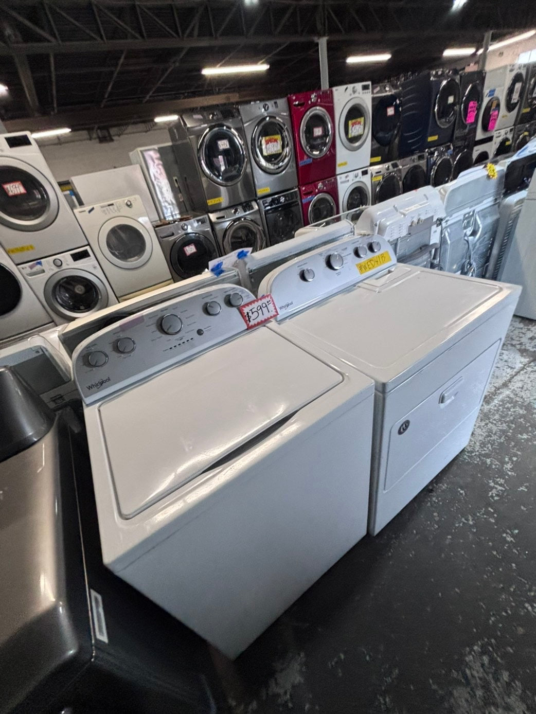 >*whirlpool top load washer large capacity with removable agitator  & electric dryer 220v  set top load side by side #MRM23YB
