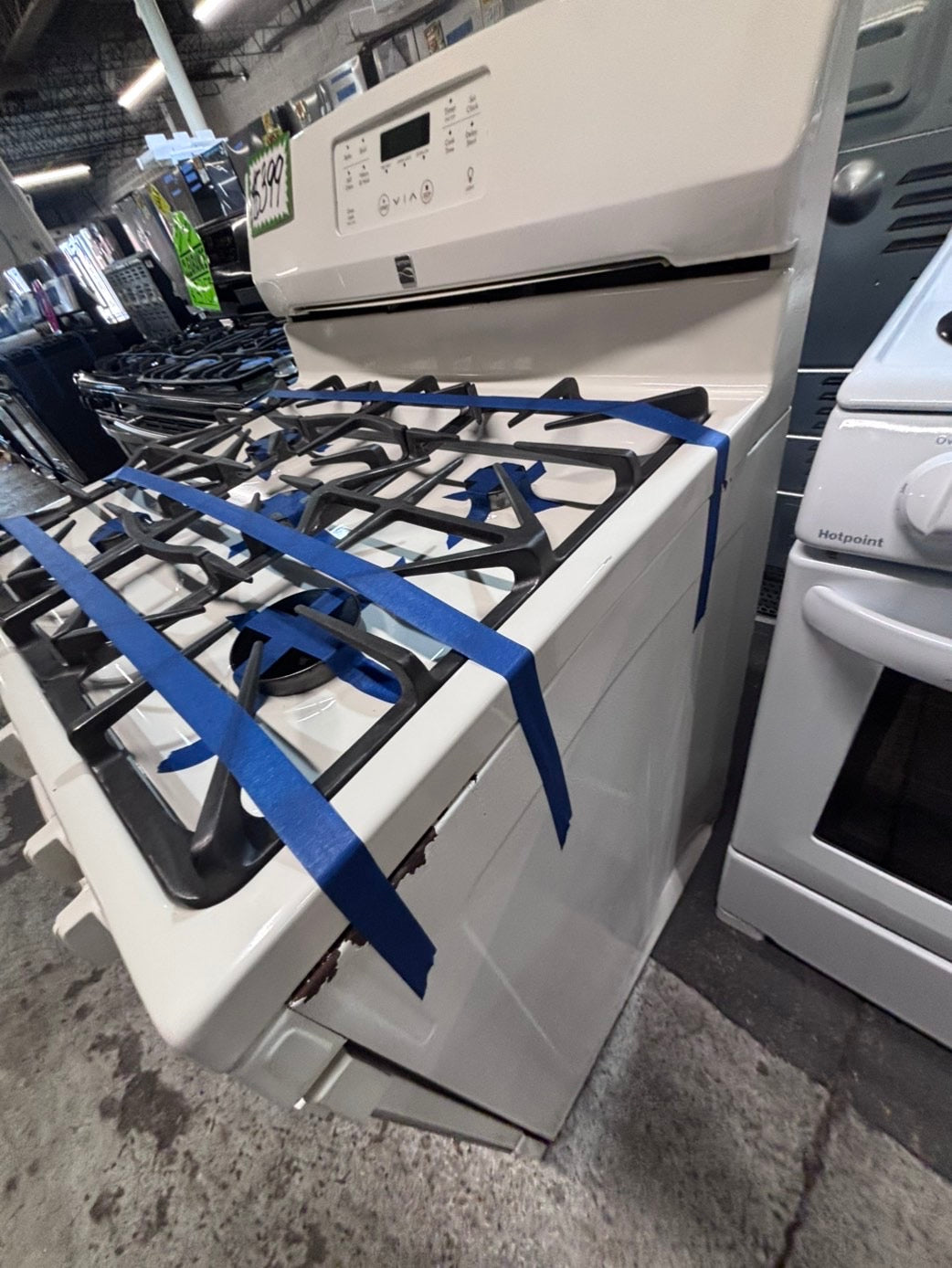 >*July 4th SALE🔥Kenmore Gas range 5 burner bake broil Hi/Lo self clean in off white used-Refurbished 30” #FG66J2B