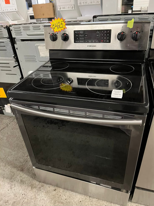 - Samsung glass top electric range 220v 4 burner bake broil fast boil steam clean Refurbished stainless steel 30" #ER318SB