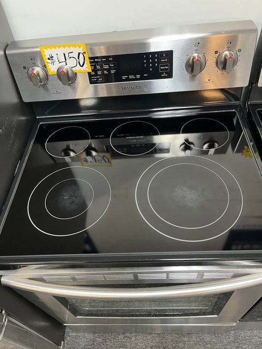 ~ Samsung glass top electric range 220v 5 burner warm zone convection bake broil roast  self clean Refurbished stainless steel 30" #ERS23L