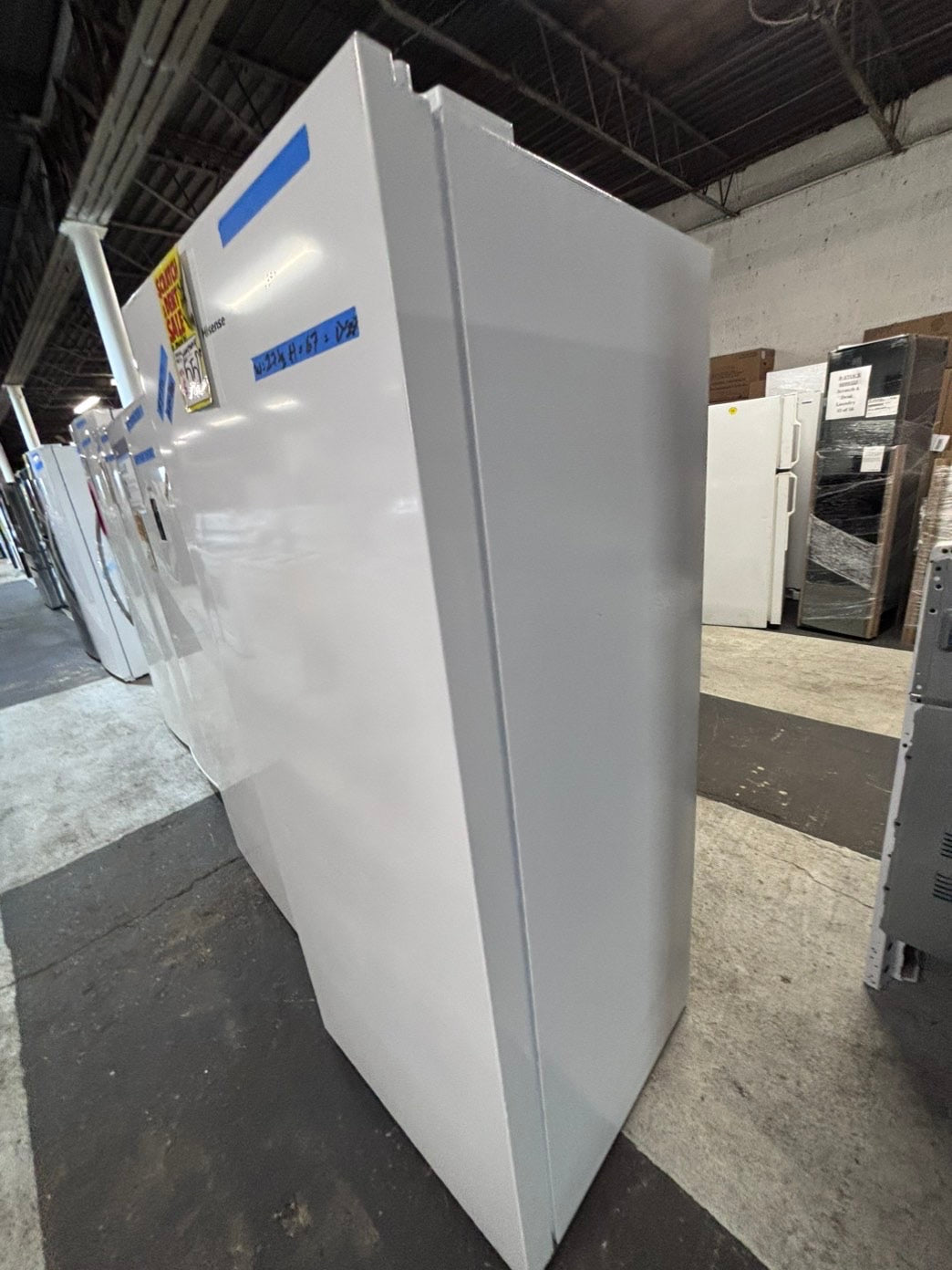 Open box HISENSE upright Freezer in White with Temperature Alarm ENERGY STAR #FZRSSWB