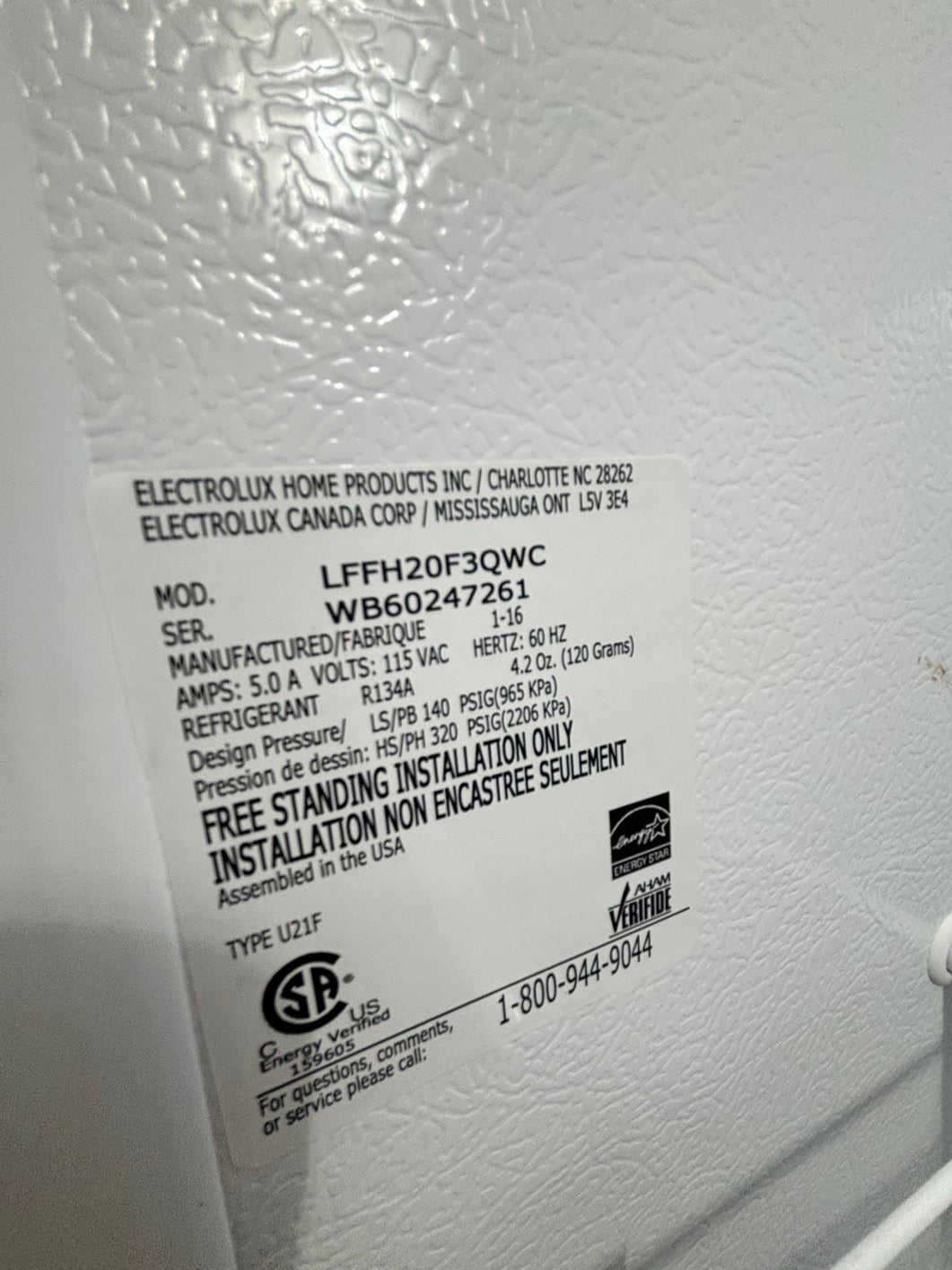 📢🔥black Friday sale 🔥🦃-Frigidaire 20 cu.ft up-right freezer white 34" #RF911L used-Refurbished