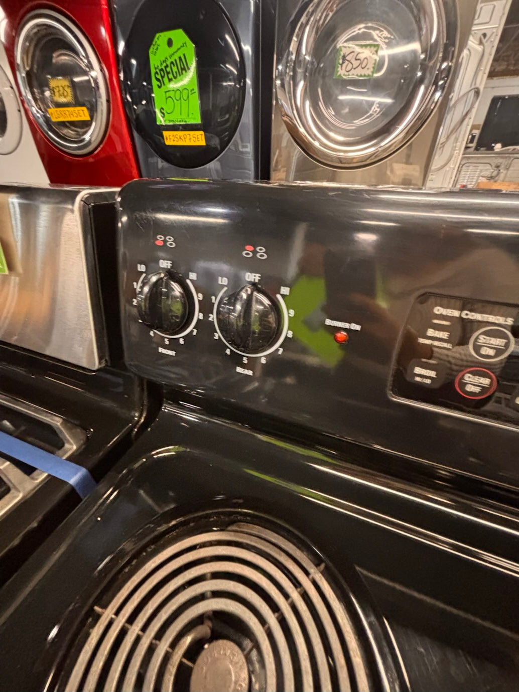 }} GE  black electric coil top range coil 220v bake /Broil 4 burner used-Refurbished  great condition 30" working 💯 with warranty  #GES9G4B