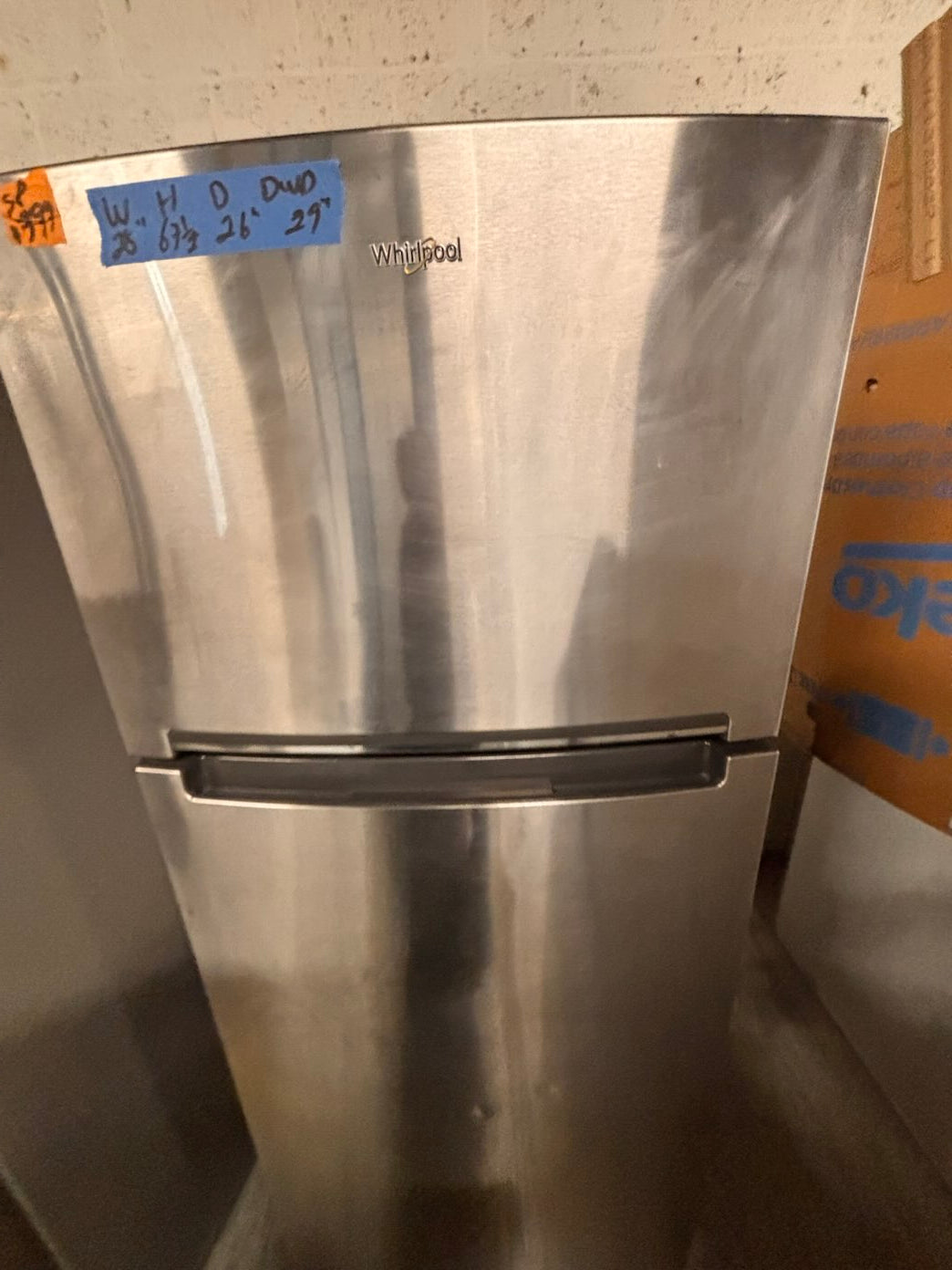 }}special 🔥28” whirlpool top freezer fridge stainless steel  used-refurbished working 💯  with warranty #FTW66ZB