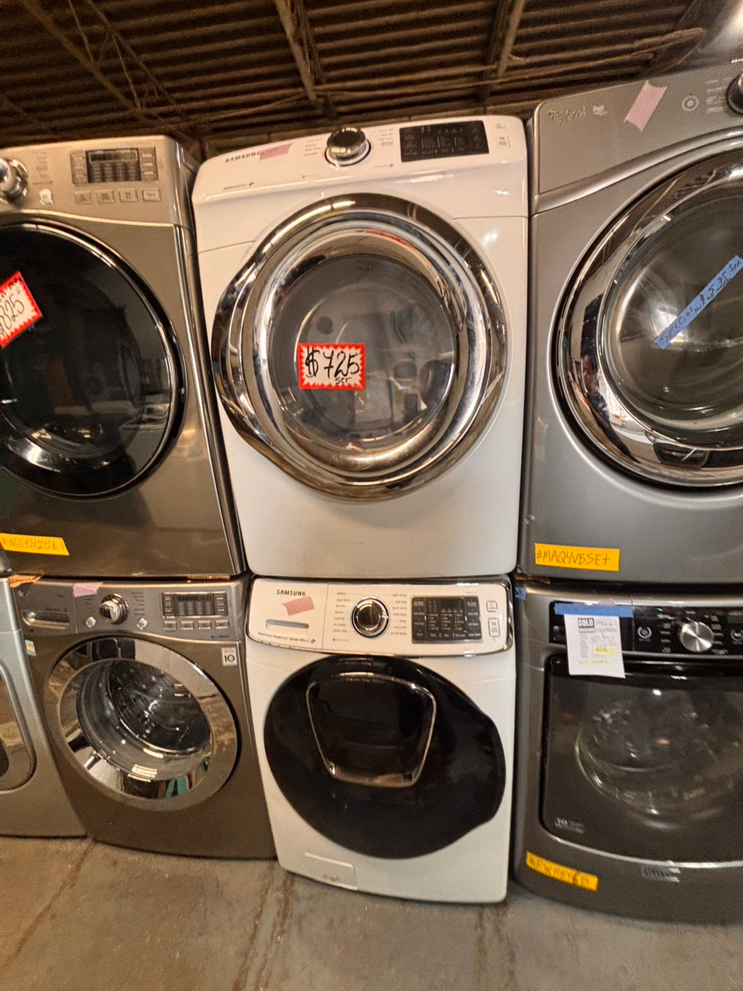 >*Samsung steam add wash-washer 4.5 cu ft & dryer 7.5 cu ft set electric steam 220v front load stackable or side by side - sensor dry white color   #WD698SET