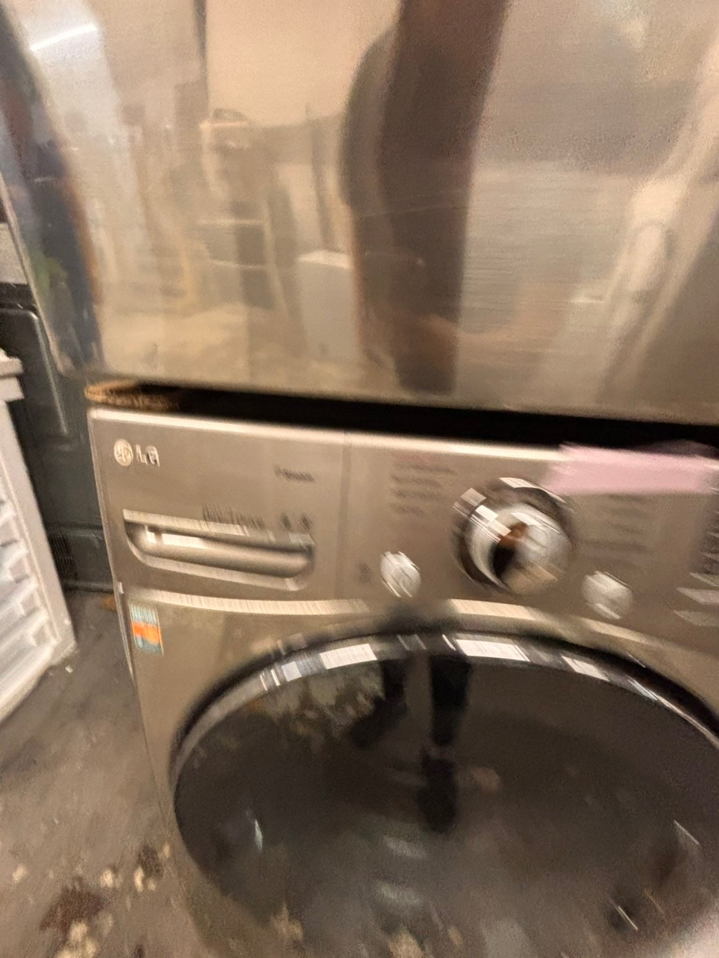 >*Used-great conditions refurbished LG steam washer 4.5cu ft & electric steam dryer 7.5 cu ft large capacity set electric 220v front load stackable or side by side - sensor dry He in silver-gray  #WR15SET