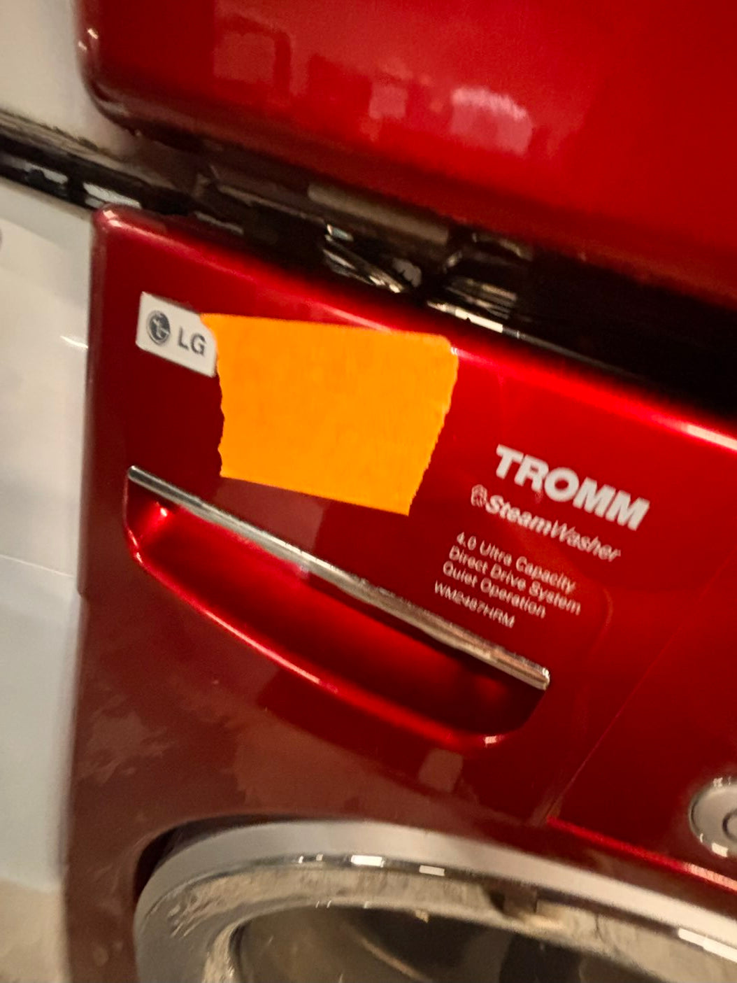 } } LG washer & dryer set large capacity,electric 220v front load stackable or side by side - sensor dry , working 💯 with warranty ! in red color used,refurbished #LGRR74SET
