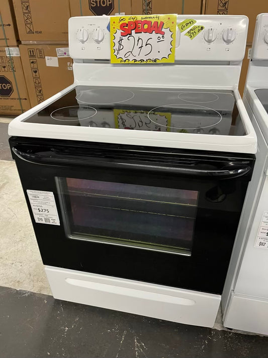 Frigidaire electric range 220v 4 burner bake broil in black & white Refurbished 30" #ER187GB-TR