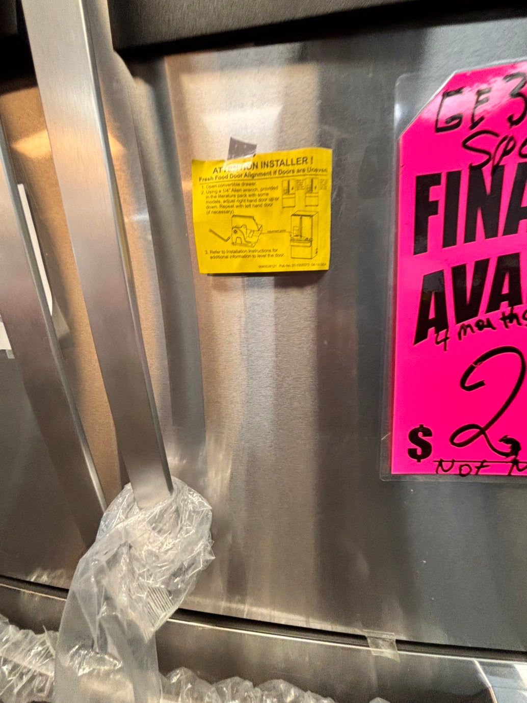>Special 🎈3pc. Combo new open box  -french door 4-doors refrigerator GE 36” w/ice maker & water dispenser inside ,costumer return gas range five burners Airfry  & new open box over the range microwave GE #RFGAX3PC