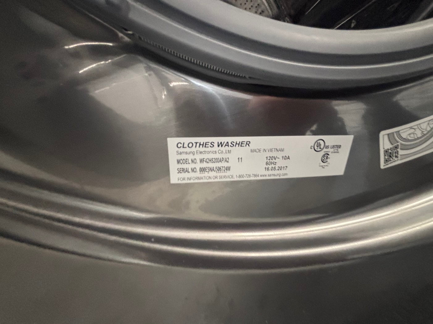 >*Samsung gray washer 4.5cu. ft. Large capacity, & electric dryer set in great condition 27” stackable or side by side  used-refurbished  #SFL23TB