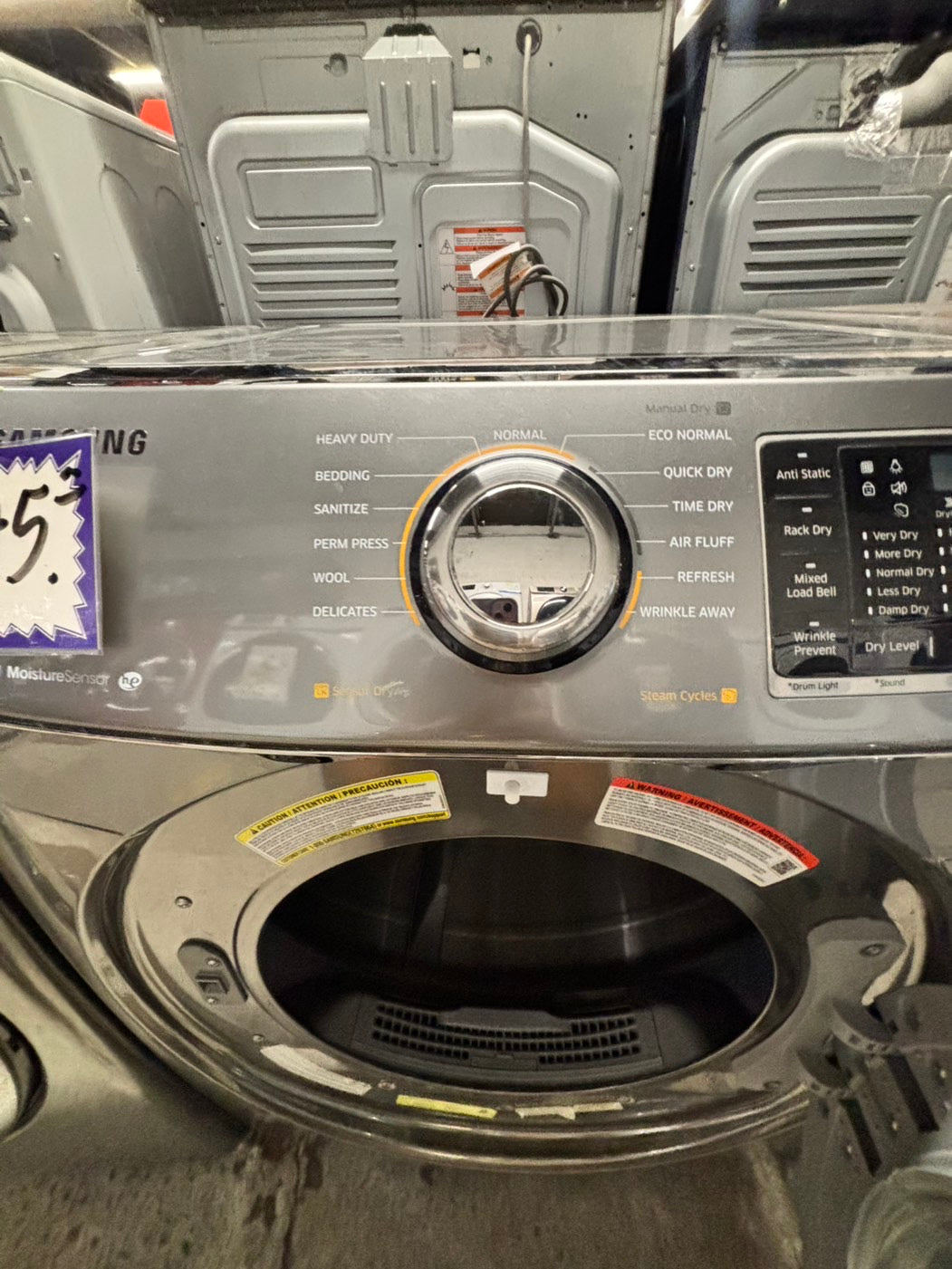 -Samsung steam silver-gray front load stackable Gas dryer stain drum large capacity #DG221B-TR