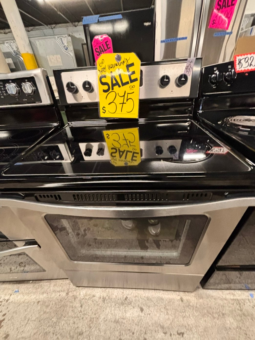 >special🌟whirlpool Glass Top electric stove  bake /broil,Self clean 30” 5 burner ,black & silver color, used-Refurbished   #WEES43GB