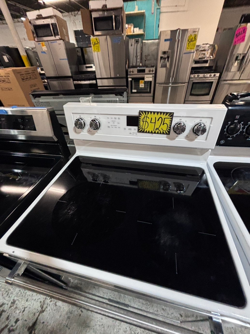 >*kitchen Aid electric 220v glass top range bake Broil roast self clean white color  30" Refurbished #EKAT23B