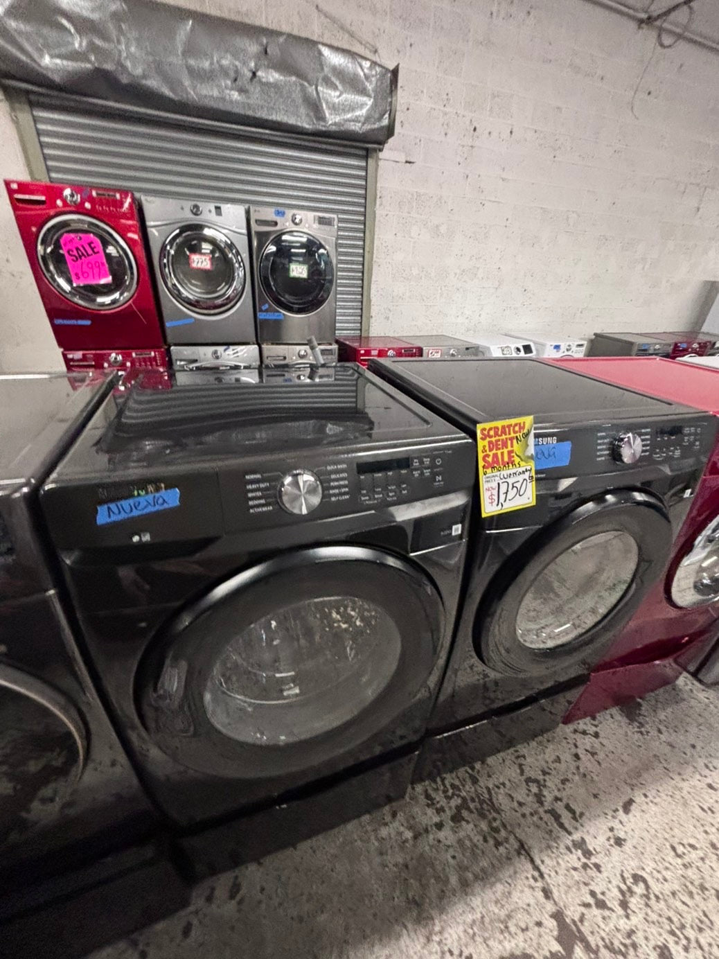 >>New open box 📦 Samsung front load washer & dryer electric set with pedestal storage 27” #SAEL8V7B