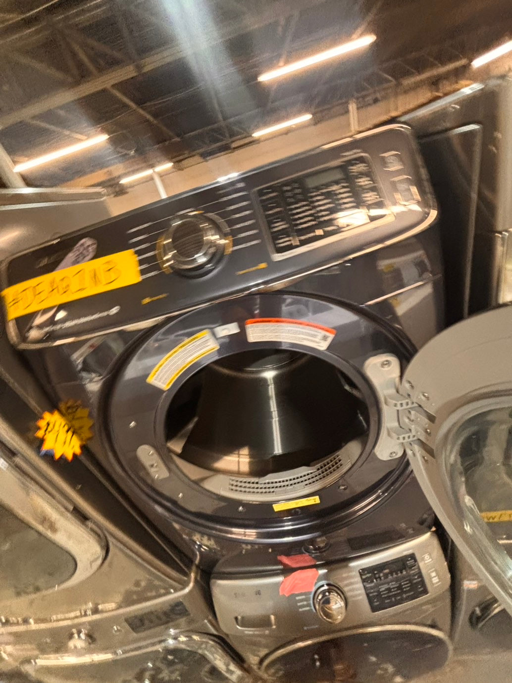 >*Mix & match Samsung dark gray  washer & gas dryer set front load stackable or side by side  27” in used Gas  -Refurbished #SGN14WB