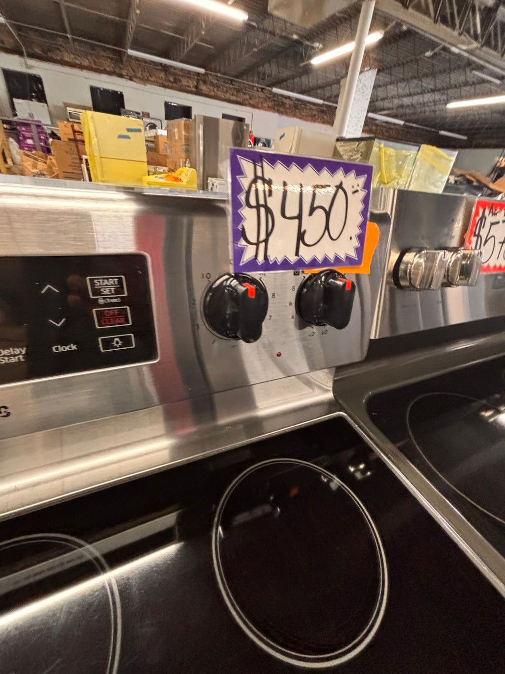 }} Samsung electric 220v glass top range bake Broil roast self clean oven stainless steel working 💯  with warranty ! 30" used-Refurbished #SEST381B